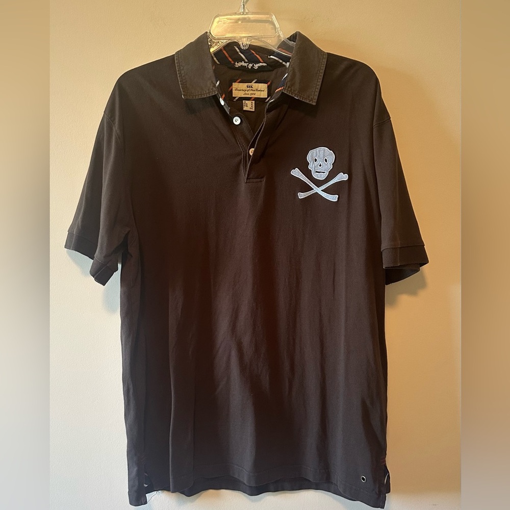 Brown Polo Shirt with Skull Emblem